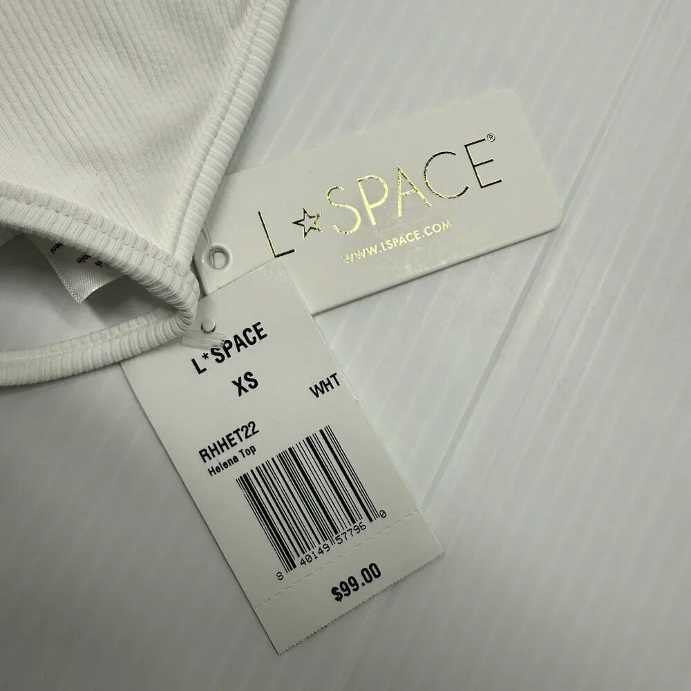 L Space Women's White Classic Wired Front Helena Bikini Top Swimwear Size XS NWT